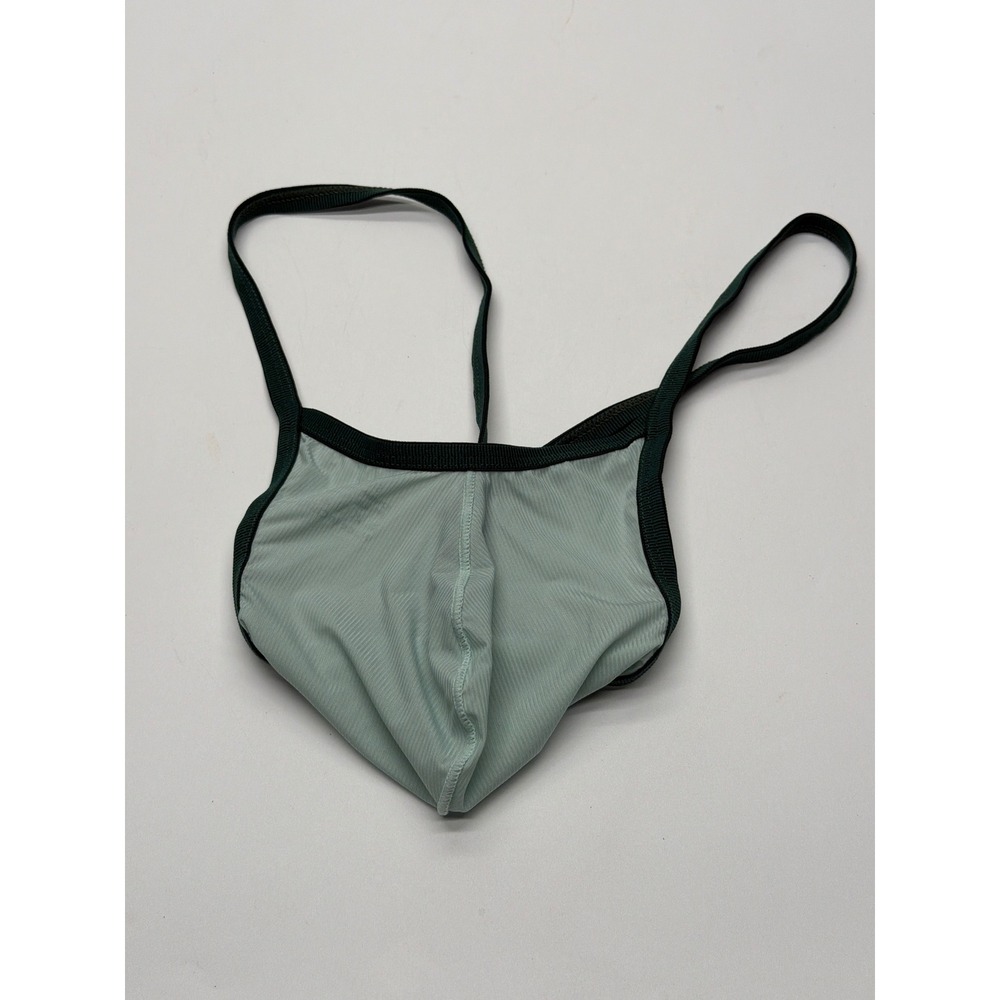 Mens Sage Green Ribbed T-Back Thong Underwear Low Rise Contour Pouch XL